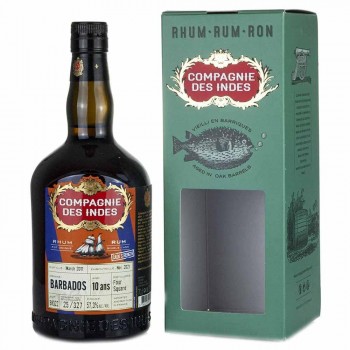 COMPAGNIE DES INDES BARBADOS  10 ANS (2009) SINGLE CASK CASK STRENGH 57,3 º FOUR SQUARE